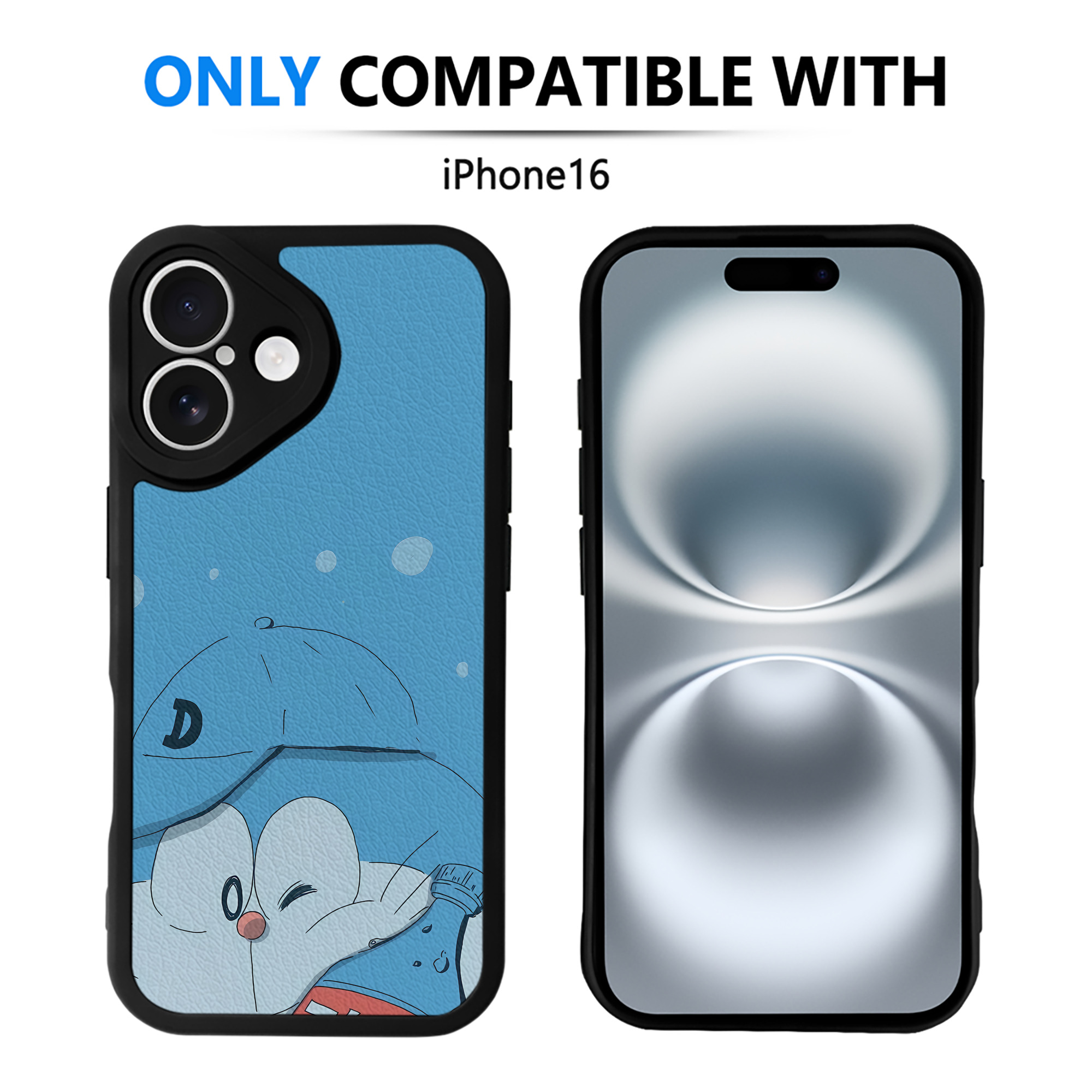 （画像用） ドラえもん Doraemon 【iPhone 16シリーズ対応】シリコンスマホケース（レザー調） 材質：シリコン